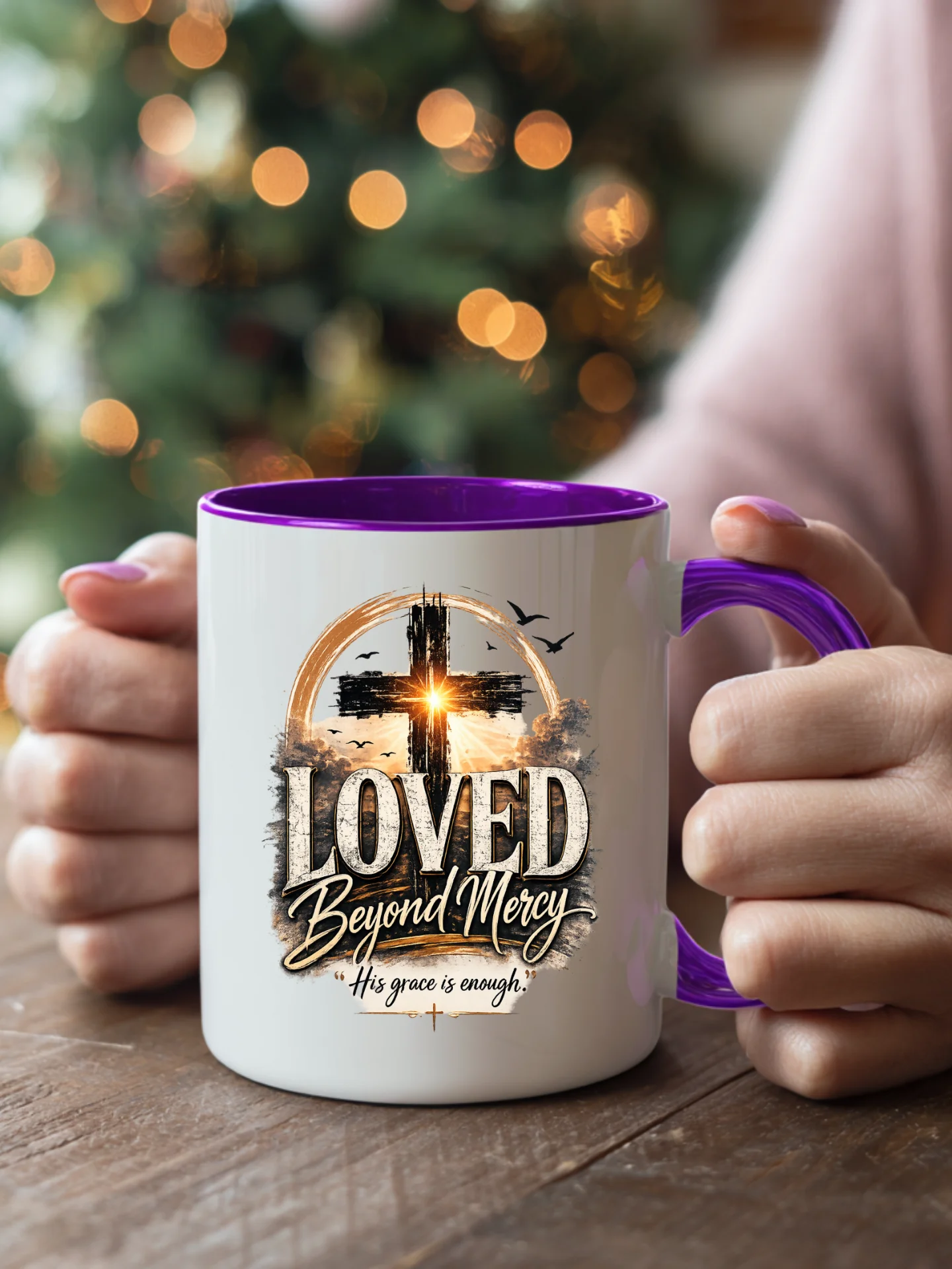 Loved Beyond Mercy Christian Coffee Mug – His Grace Is Enough | Inspirational Faith Gift | Kingdom Life Co. product image (1)