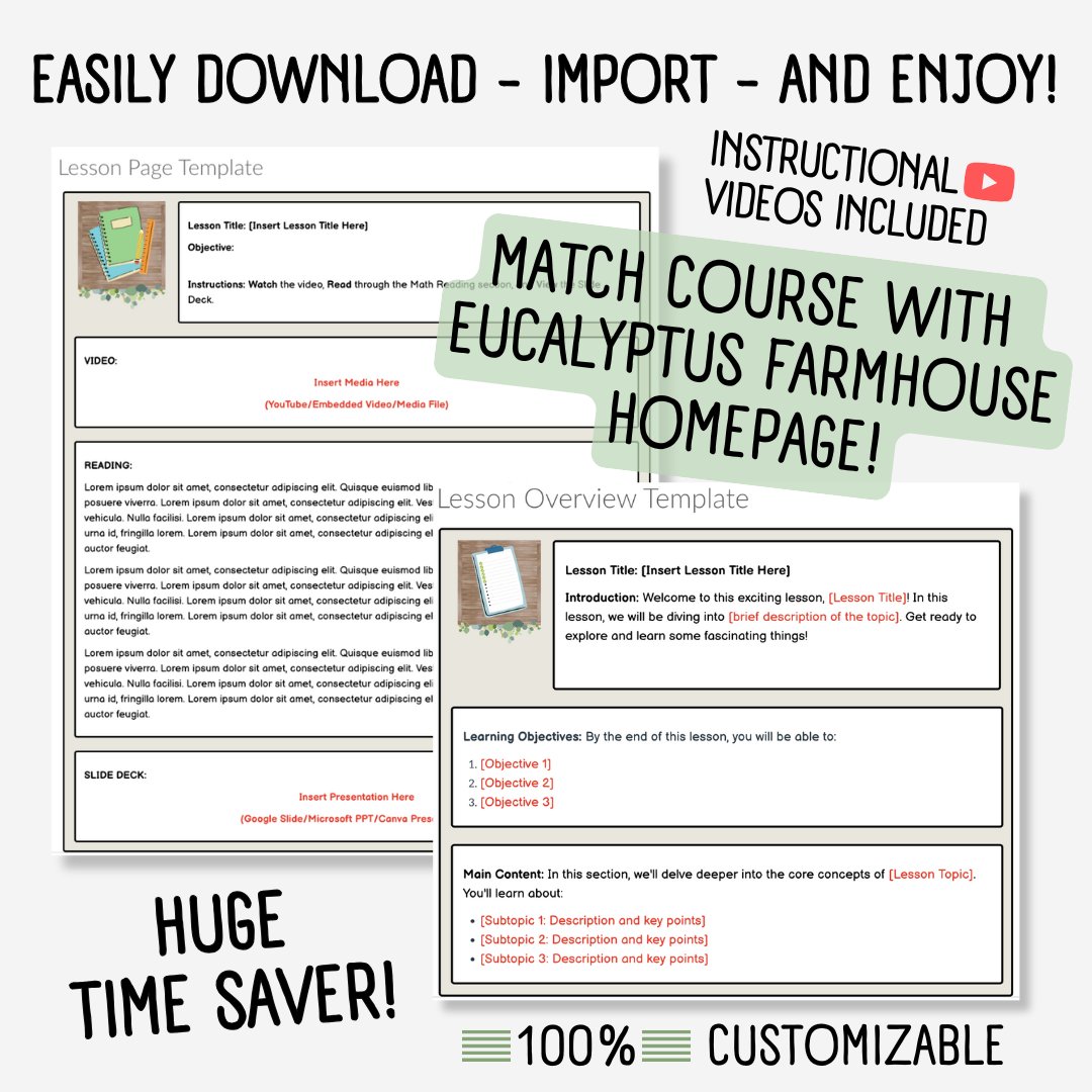 Canvas LMS Template - MODULE - Eucalyptus Farmhouse - 100% Customizable product image (3)