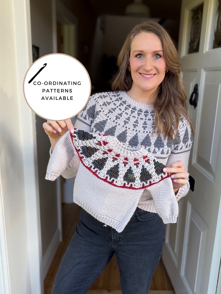 Twinkling Trees Mosaic Crochet Sweater Pattern product image (2)