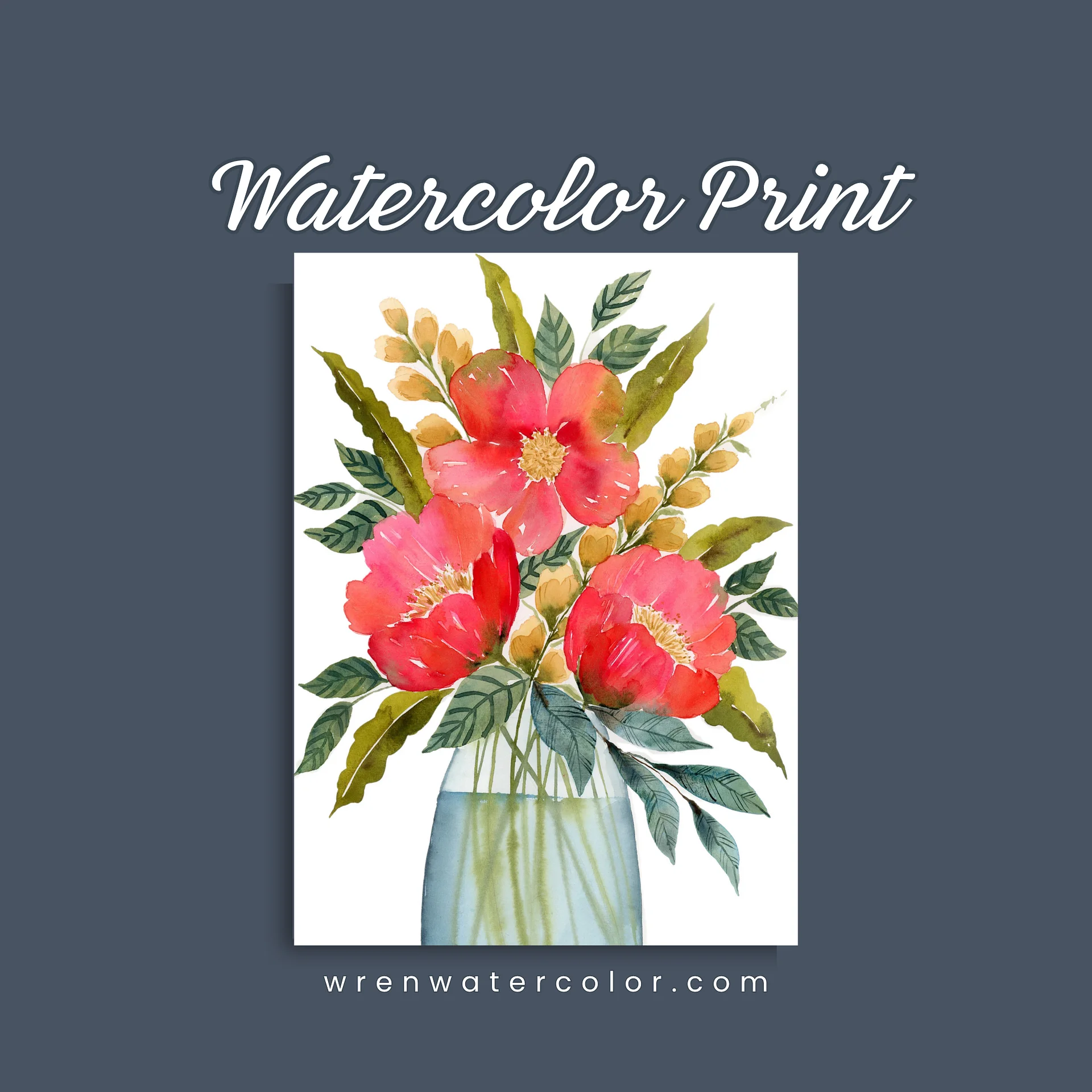 Floral Watercolor Print - Red Romance product image (1)