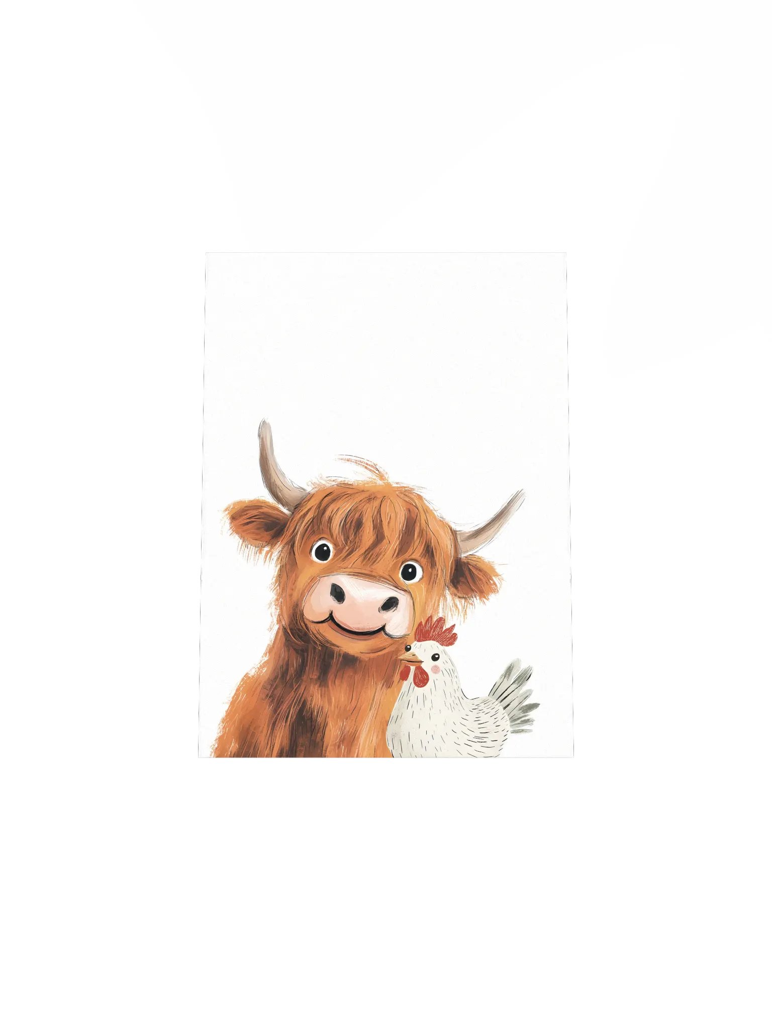 Highland Cow and Chicken, Farm Nursery Print product image (5)
