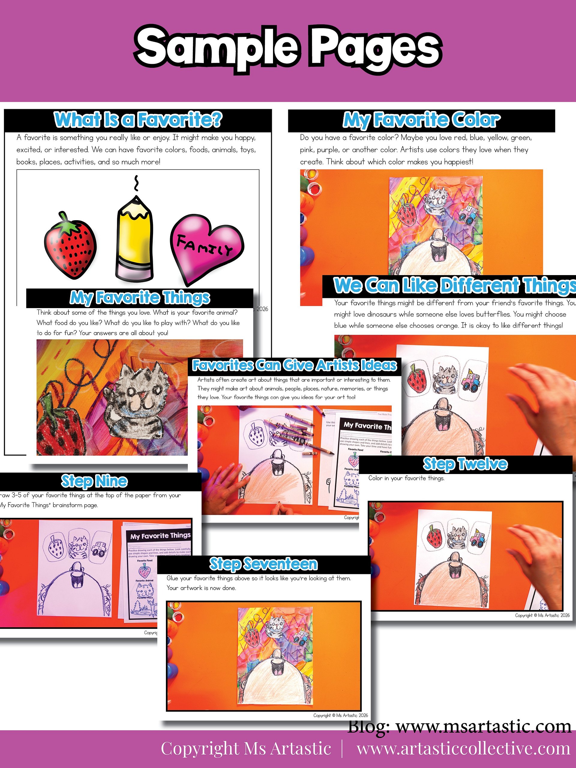 About Me Art Lesson Pre K Favorite Things Art Project Preschool Kindergarten Art product image (11)