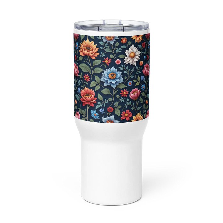 Elegant Folk Art Floral Stainless Steel Travel Tumbler with Handle product image (2)