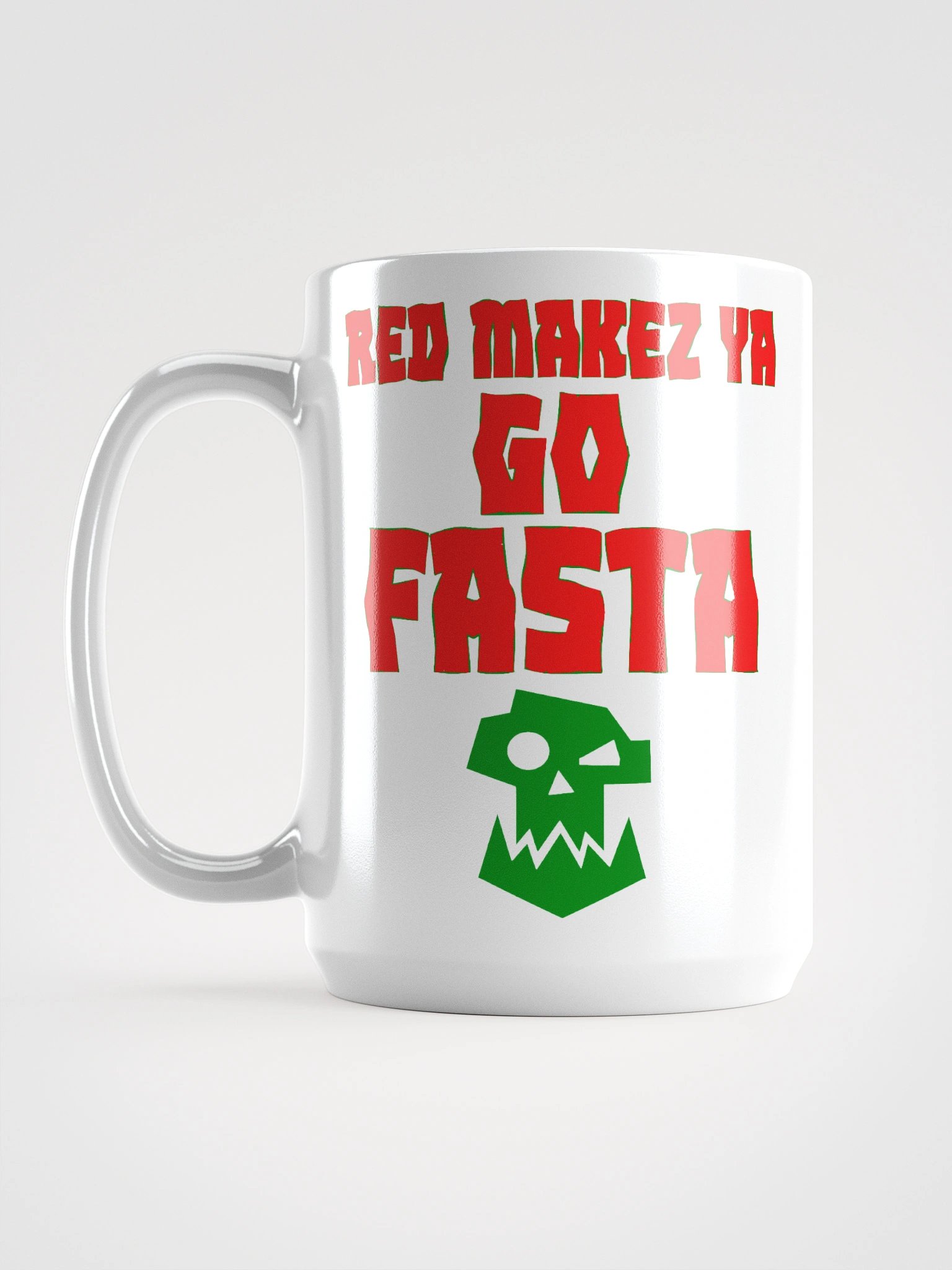 Red Makez Ya Go Fasta Ork Skull Mug product image (1)