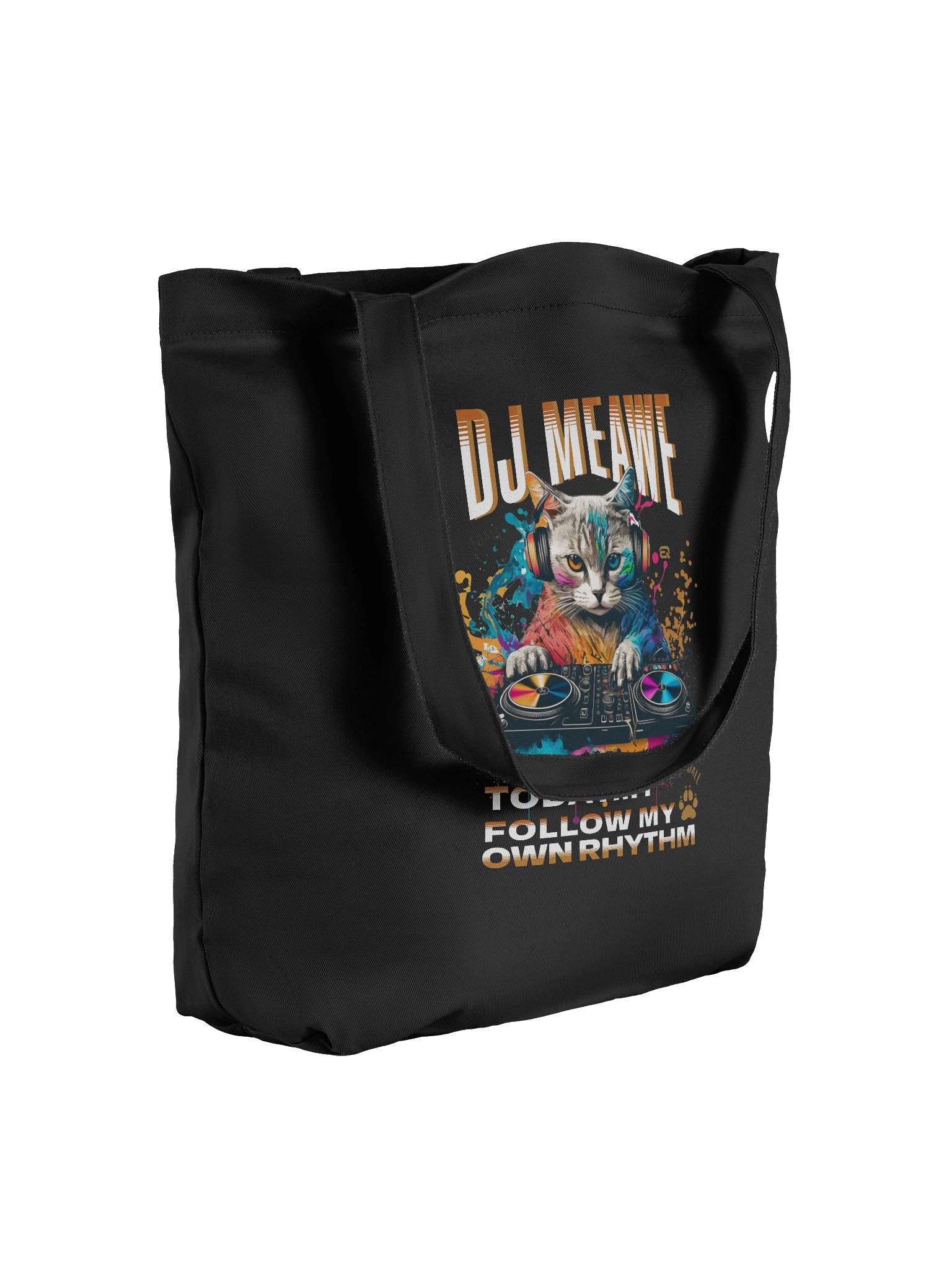 Urban DJ Cat ECO Vibes PAWSETIQ Tote_R3CVR.i by EQALL® Originals_Mustard product image (2)