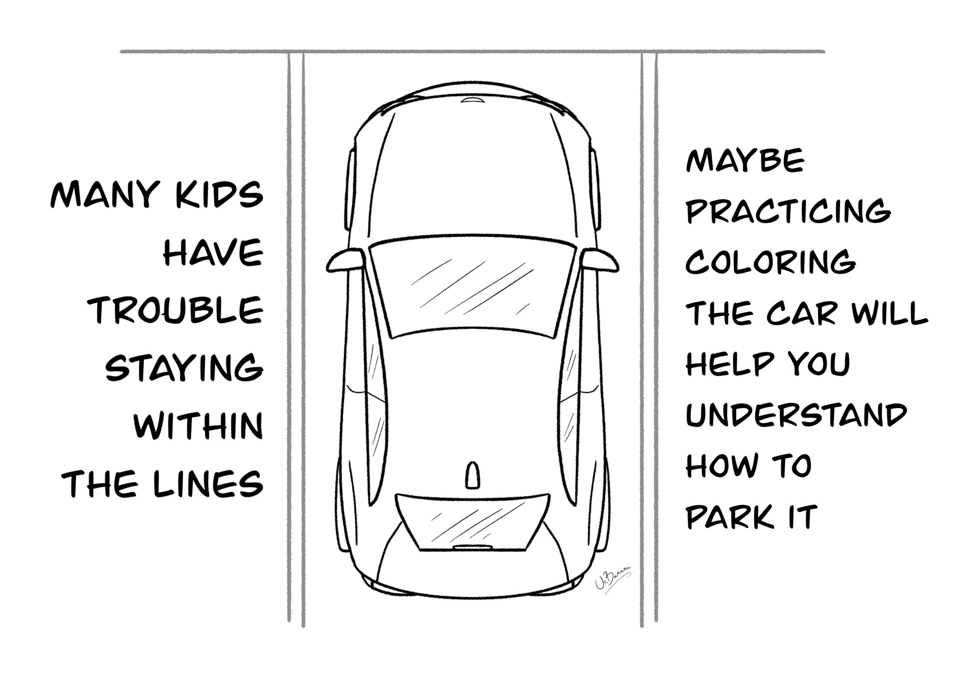 Parking in the lines - Coloring Page A4 product image (1)