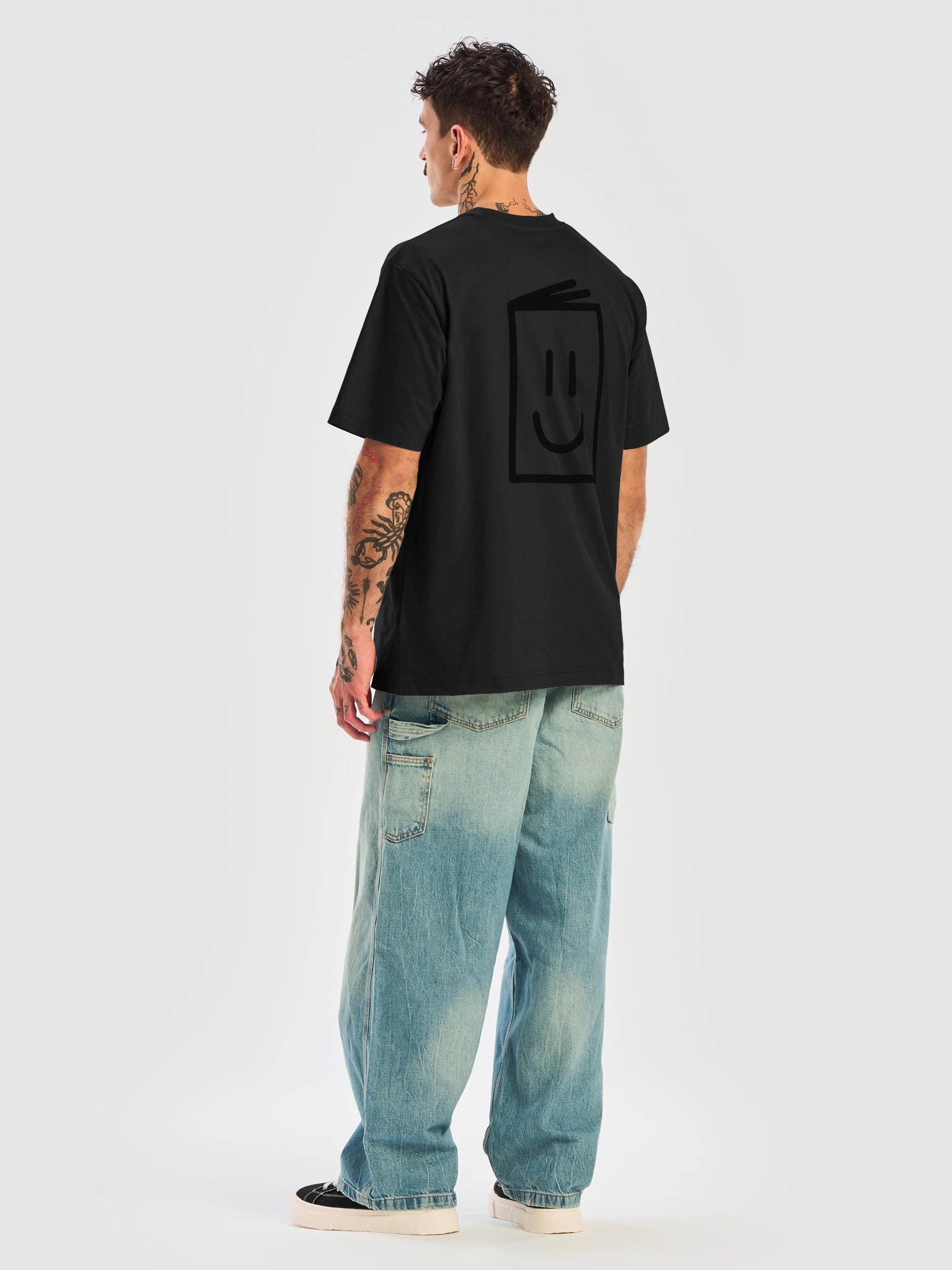 Print Person Large icon black on black relaxed tee product image (8)