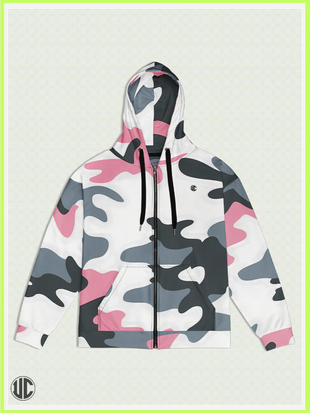 UnkoCon – Bubblegum Pink Urban Camo Zip Hoodie product image (1)