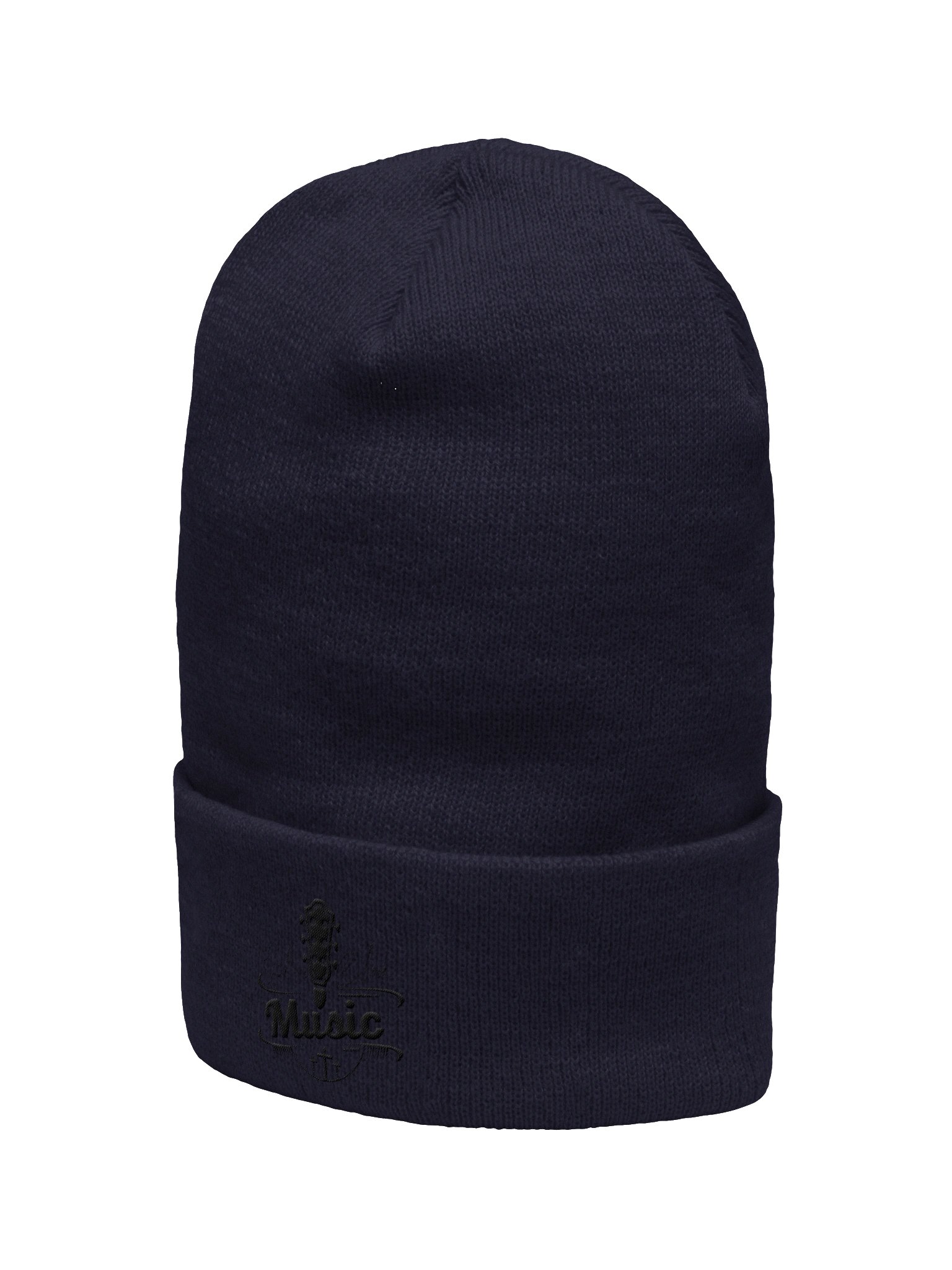 Midnight Black Yupoong Cuffed Beanie Black Stitching product image (14)