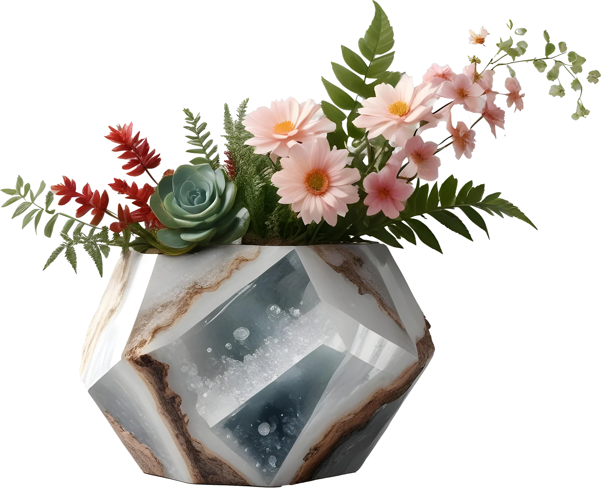 Boho Bliss – Gemstone-Inspired Floral Vase PNG product image (1)