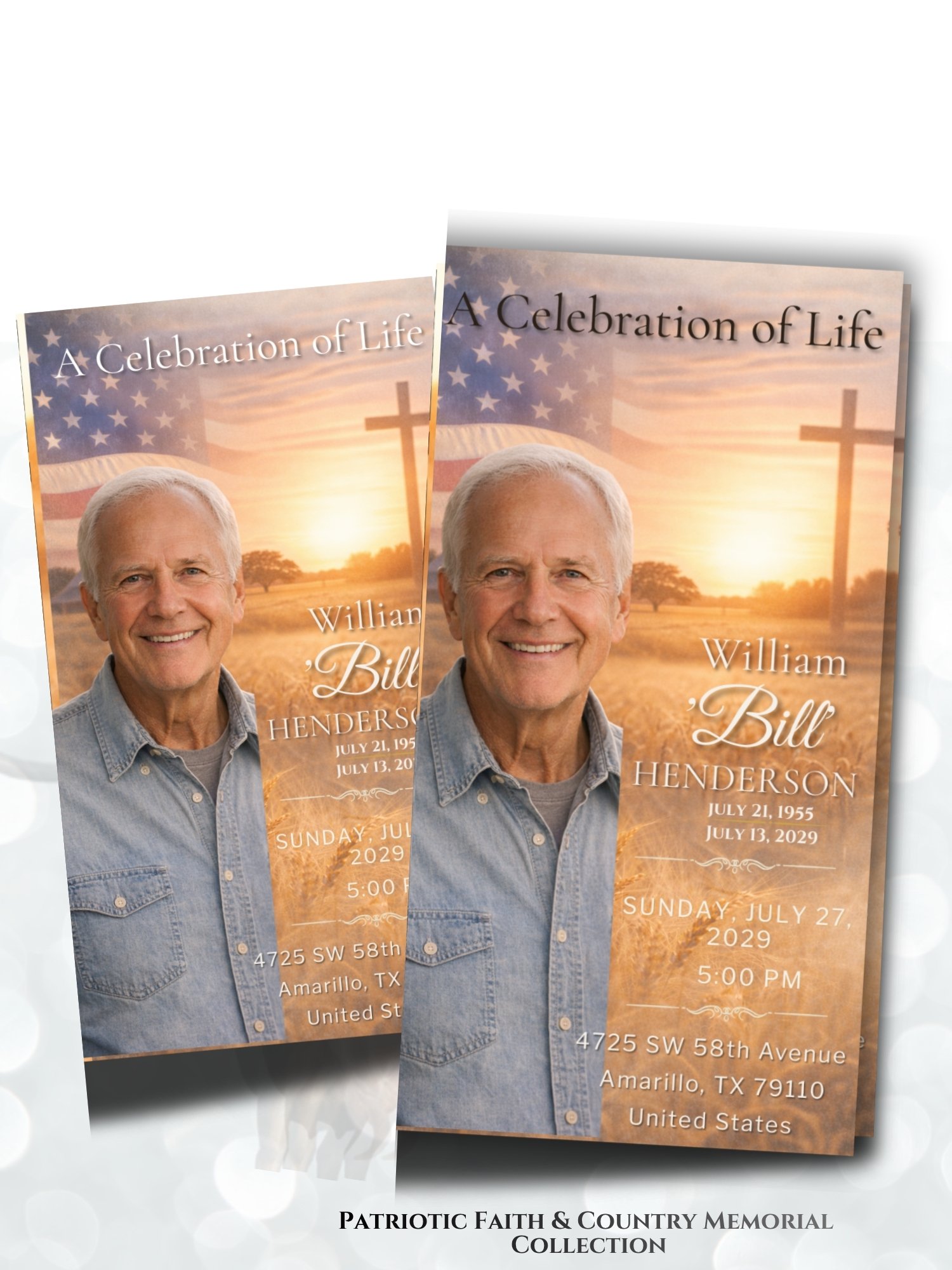 Patriotic Funeral Trifold Template for Canva | Military Veteran Memorial product image (5)