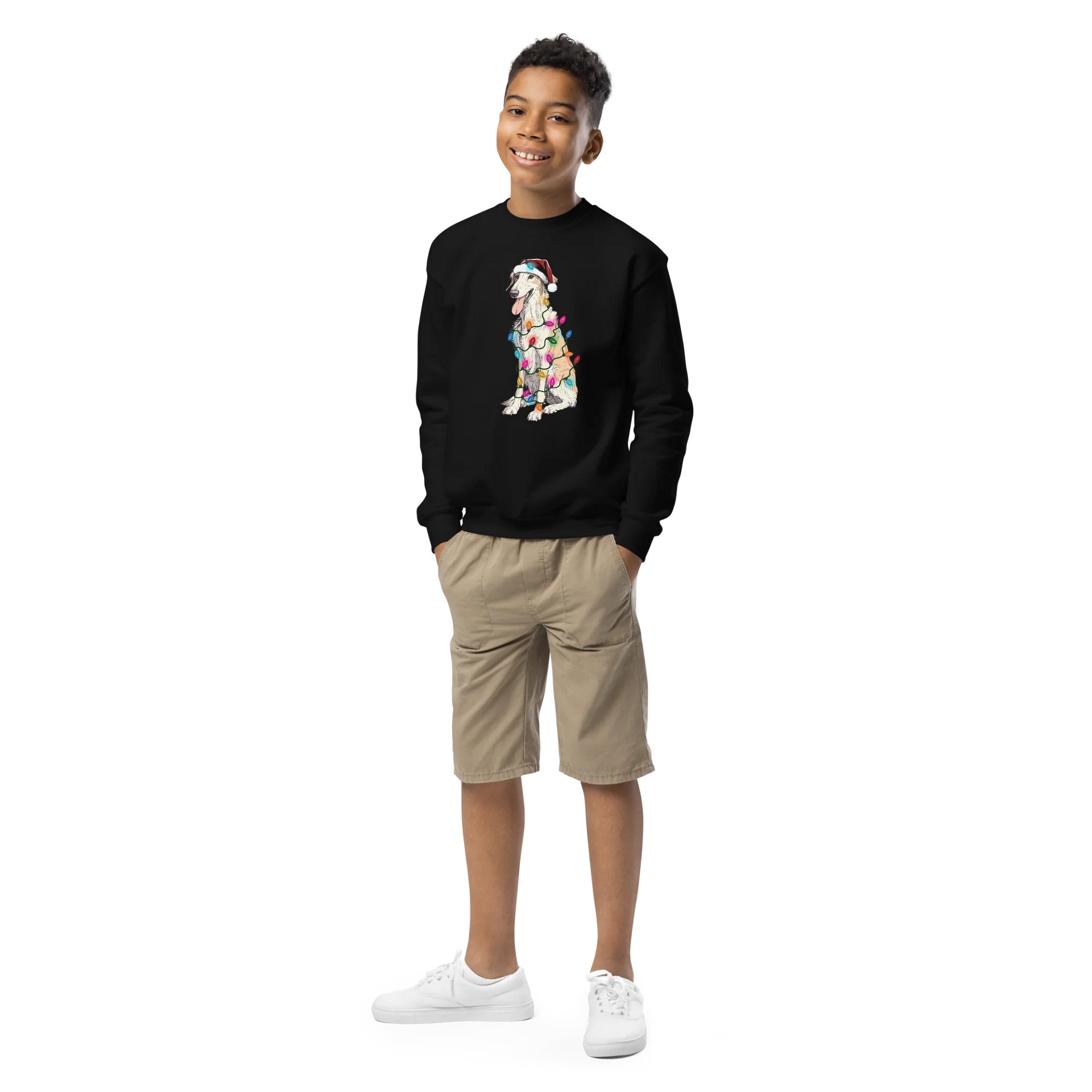 Funny Christmas Borzoi(Fawn & White) Youth Sweatshirt product image (1)