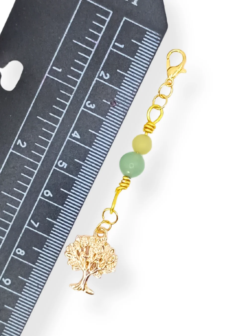 Tree Notebook Charm | Lemon Jade & Aventurine, Gold-Tone | Stitch Marker | Zipper Pull product image (5)