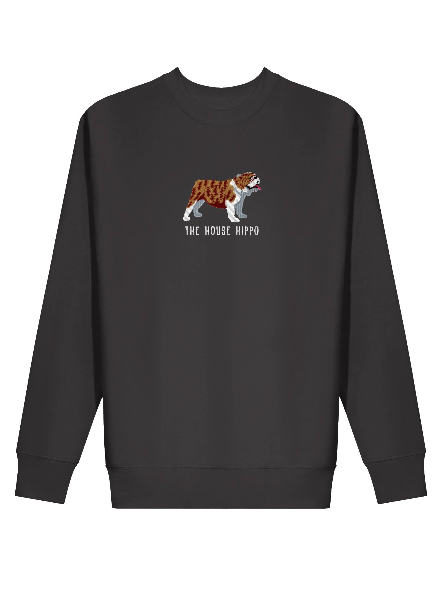 The House Hippo Sweatshirt (Embroidered) of an English Bulldog(Brindle & White) product image (12)