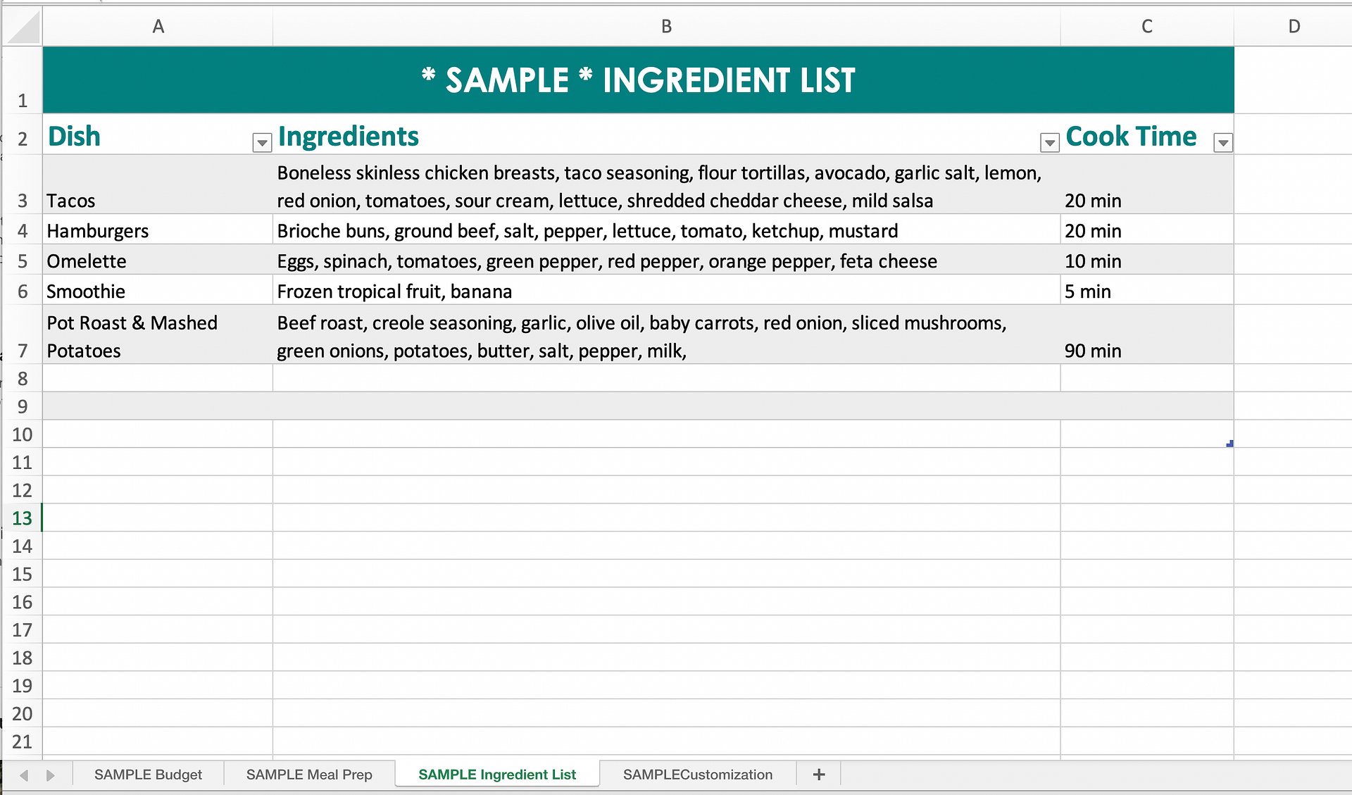 Grocery Budget & Shopping List Excel Spreadsheet Template product image (8)
