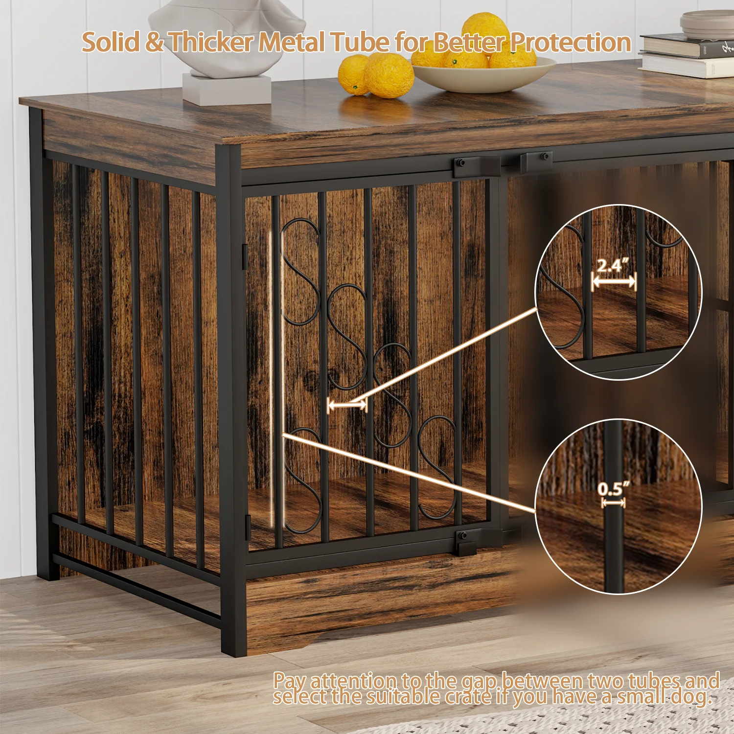 71 Inch Double Dog Crate Furniture, Extra Large Dog Kennel Indoor for 2 Dogs, Heavy Duty Wooden Dog House with Divider, Pet House Decorative as Table & TV Stand for X Large Dogs ( Brown) product image (6)