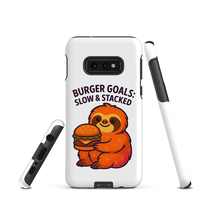 Burger Goals – Funny Sloth Samsung Case | Slow & Stacked Tough Phone Case – Sloths Having Snacks Collection product image (1)