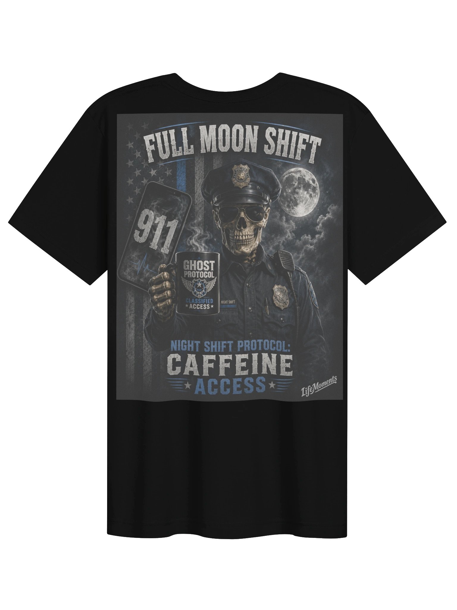 Funny Police Officer Shirt | Night Shift Skeleton Cop Gift | Full Moon Shift product image (5)