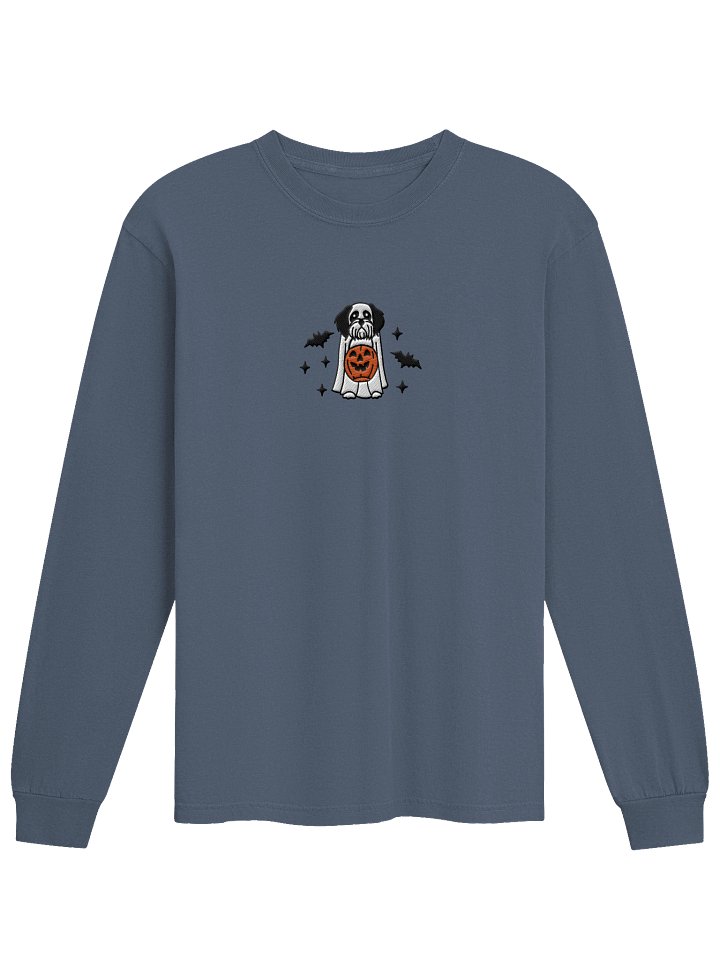 Halloween Shih Tzu(Black & White) Embroidered Long-Sleeve T-Shirt product image (5)