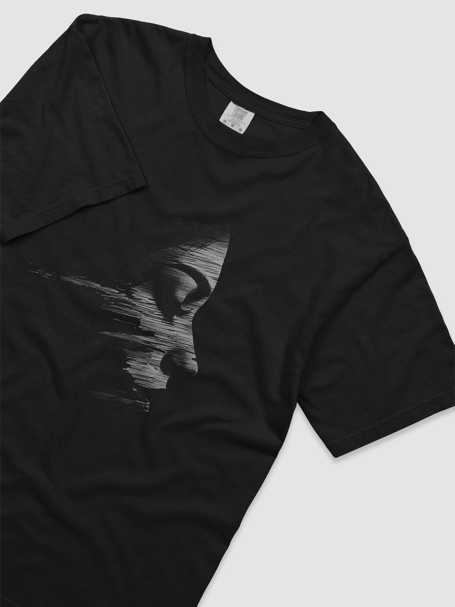 Hooded Shadow Figure | Black Graphic Short-Sleeve T-Shirt product image (5)
