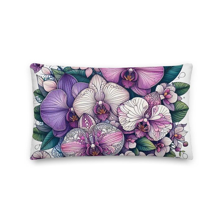Orchid Dreams All-Over Print Pillow | AI Design flower mandala motif product image (2)