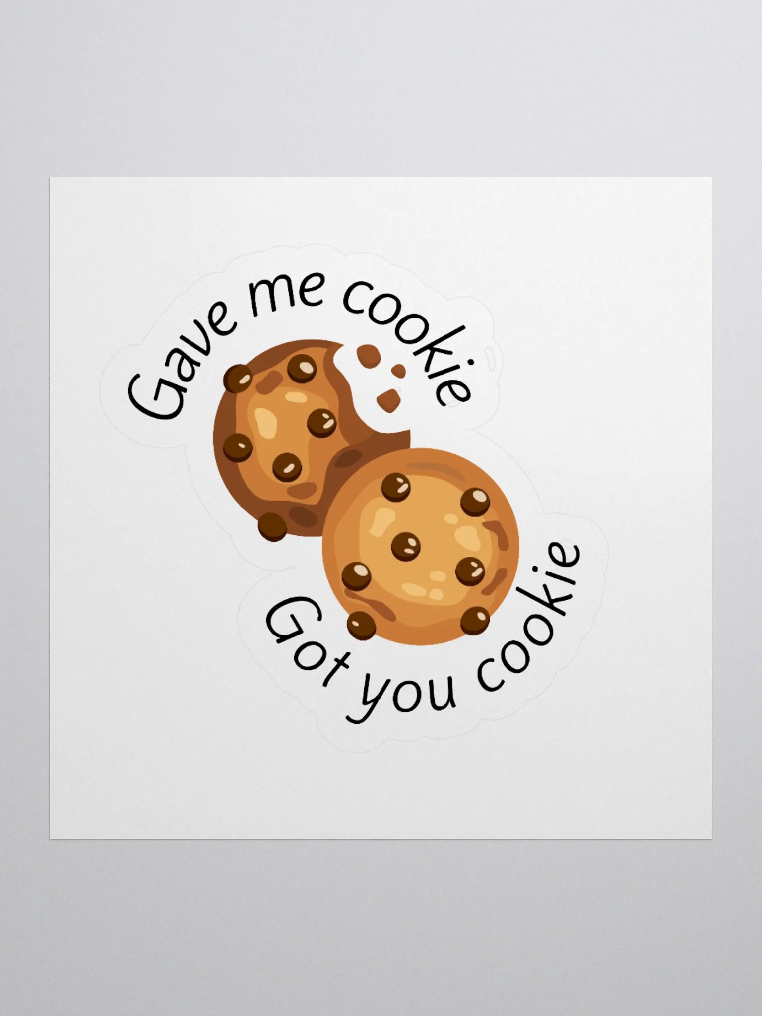 New Girl Cookie Scene Sticker – “Gave Me Cookie” Kiss-Cut Decal product image (3)
