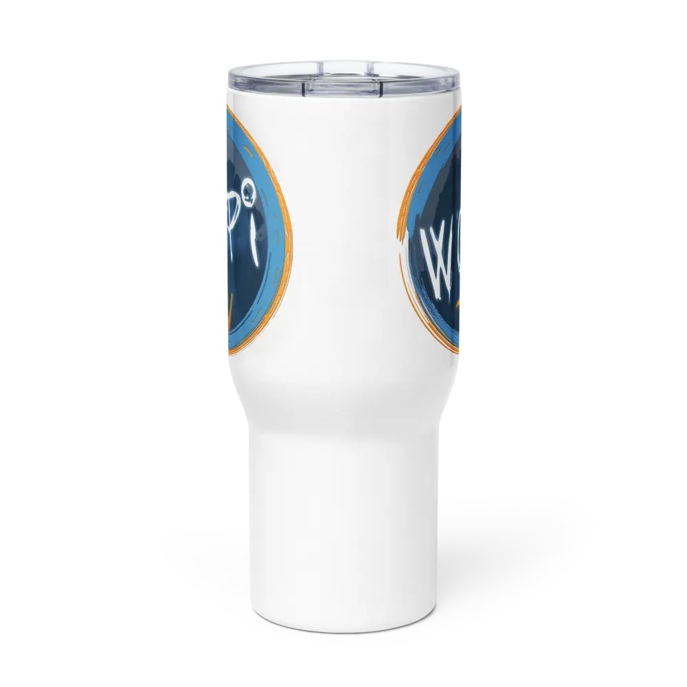 White Travel Mug w/ 2x wopiTV Logo product image (2)