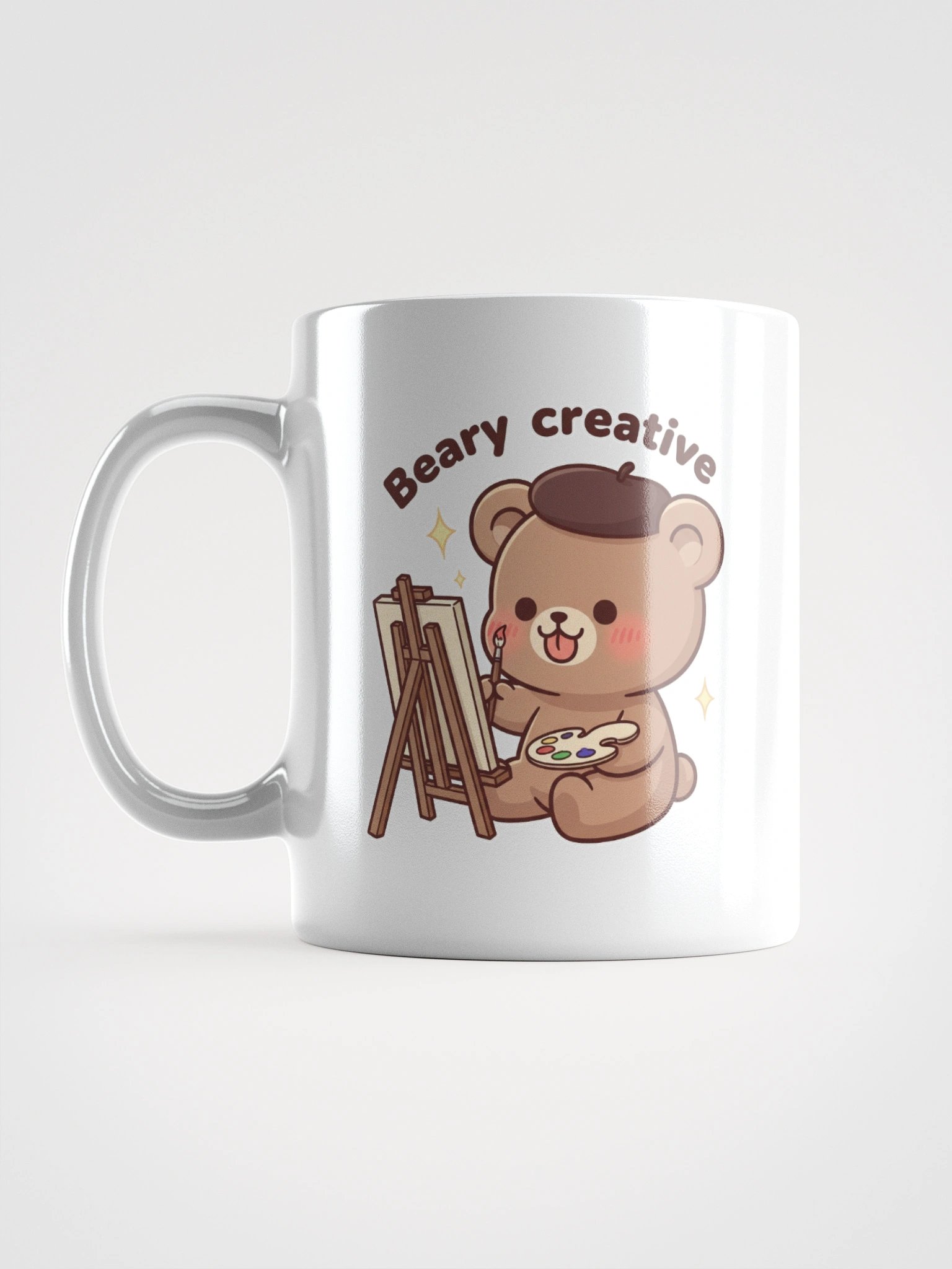 Bear in Artist Mode White Glossy Mug product image (1)