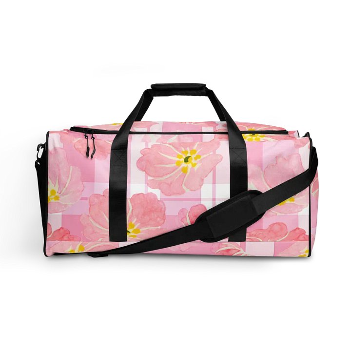 Pink Hibiscus Gingham Duffle Bag product image (1)
