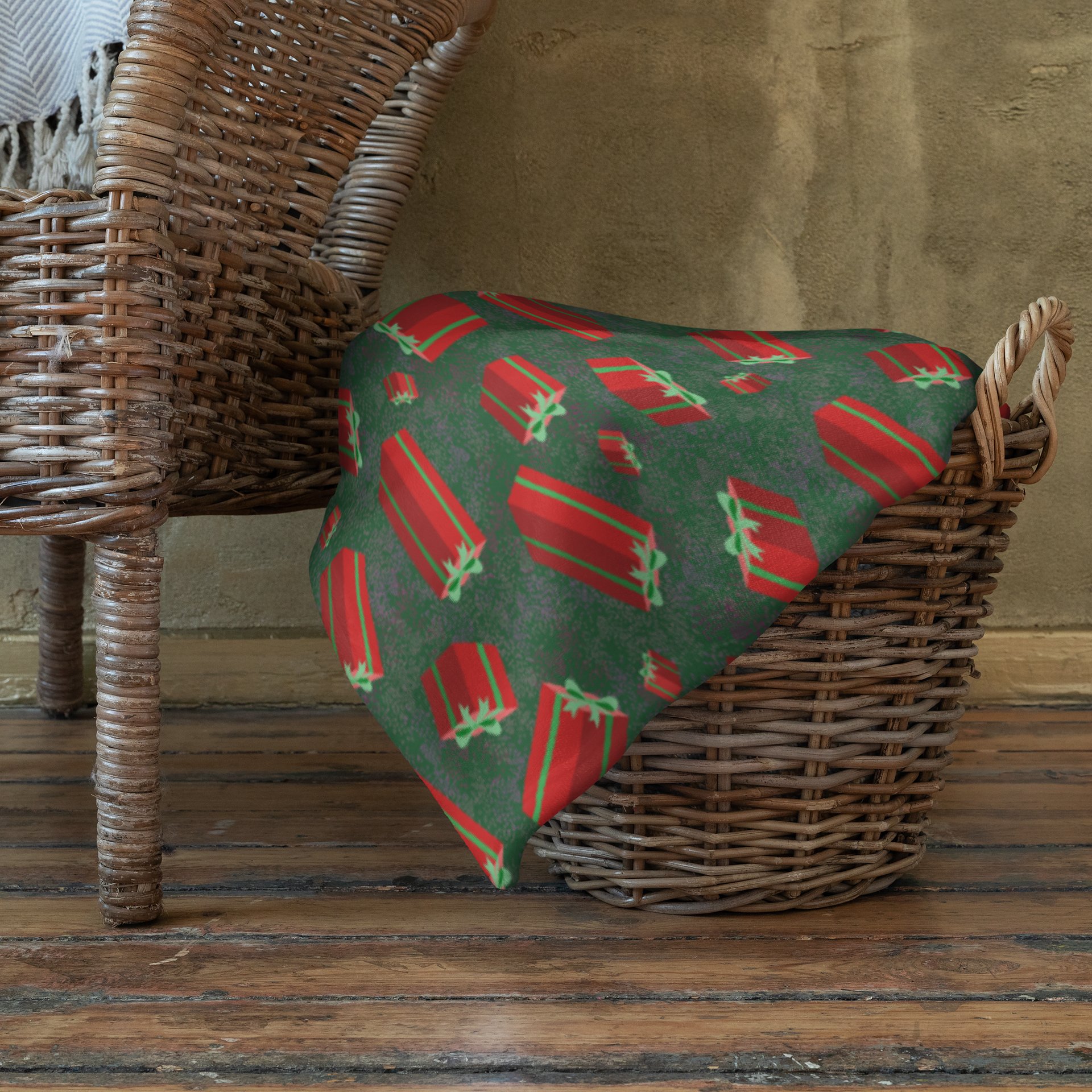 Floating Red Christmas Presents Throw Blanket product image (2)