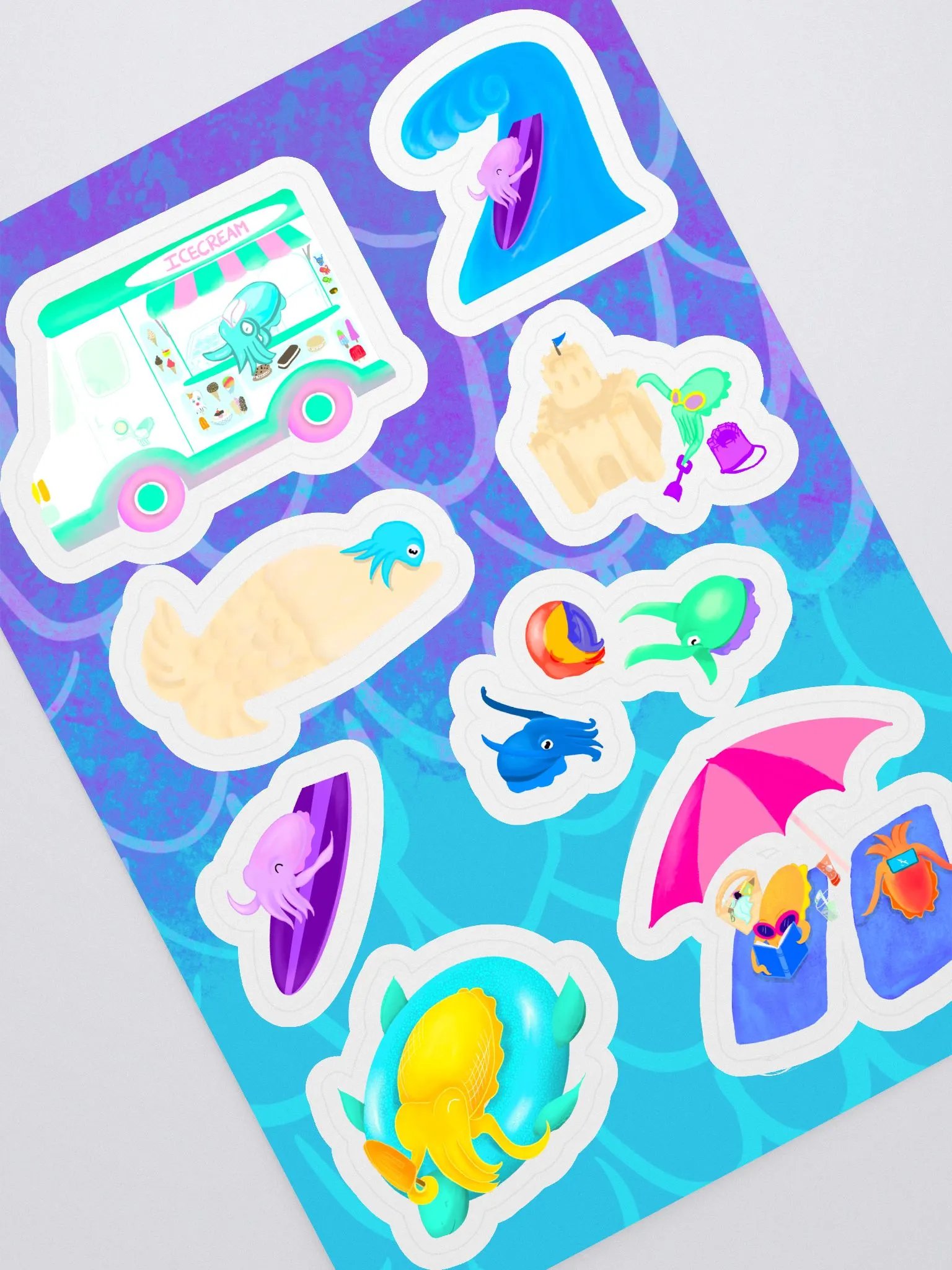 Summer Cuttlefish Doodles Sticker Sheet product image (1)