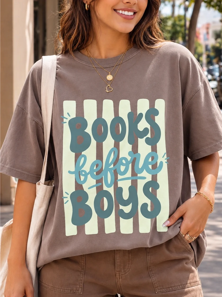 Books Before Boys Tee — Retro Book Lover Shirt product image (11)