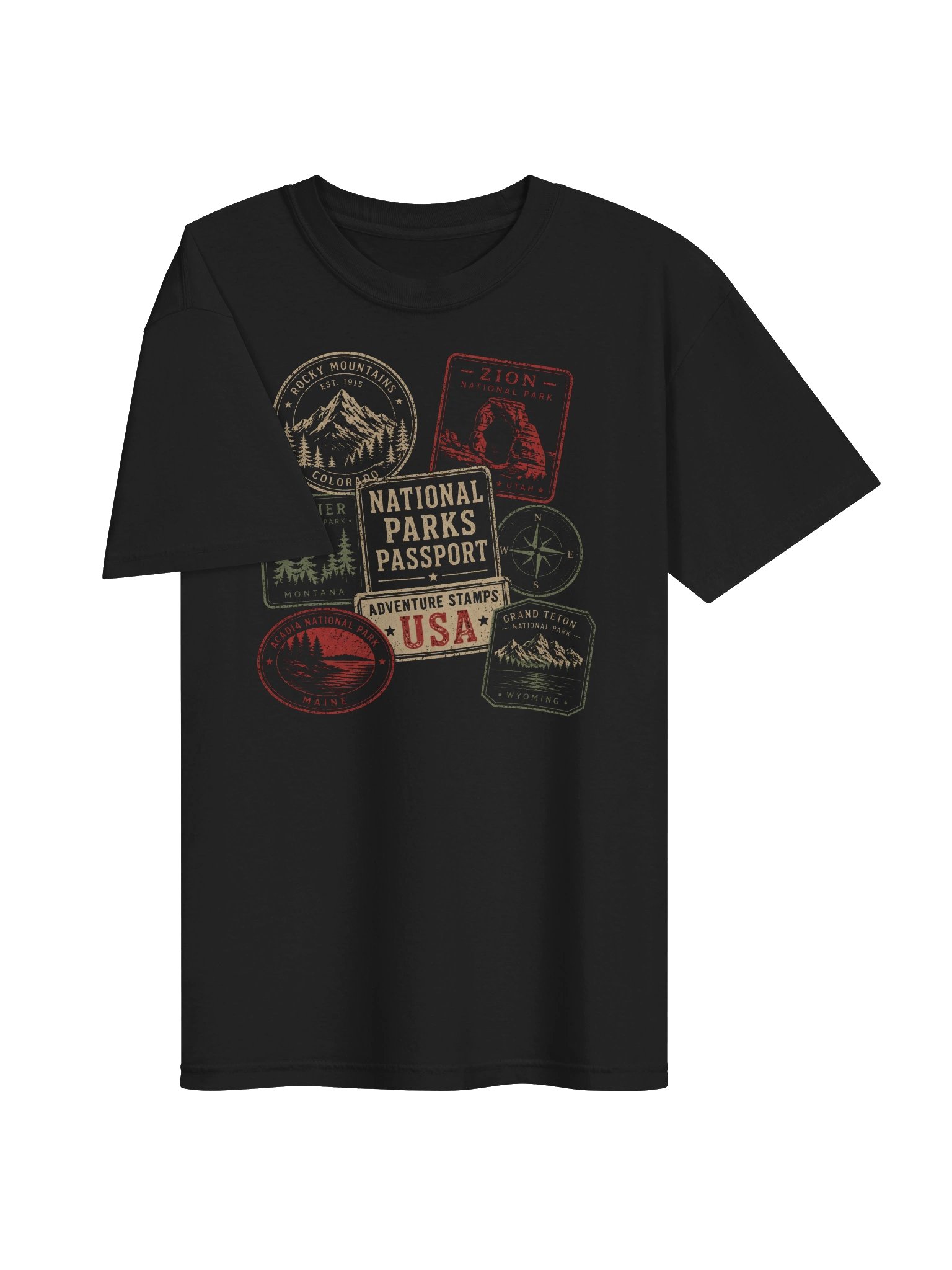 National Parks Passport T-Shirt | Vintage USA Travel Stamp Tee product image (3)