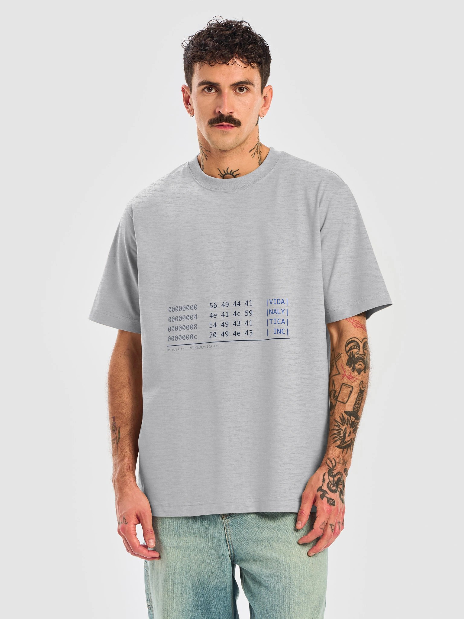 VIDANALYTICA INC Tee - Hex Dump Heather Grey product image (5)