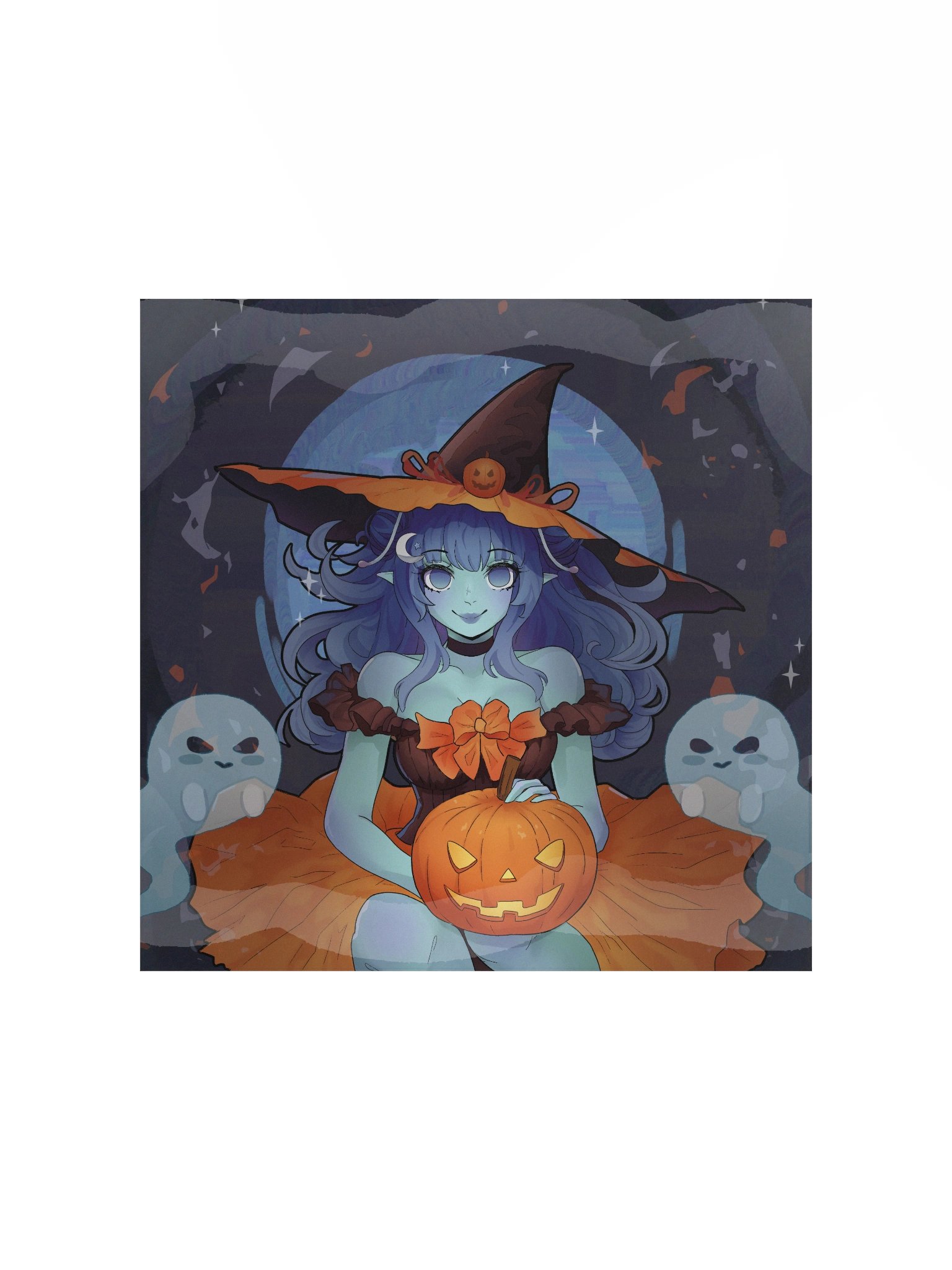 Starry Pumpkin Witch Square Poster product image (3)