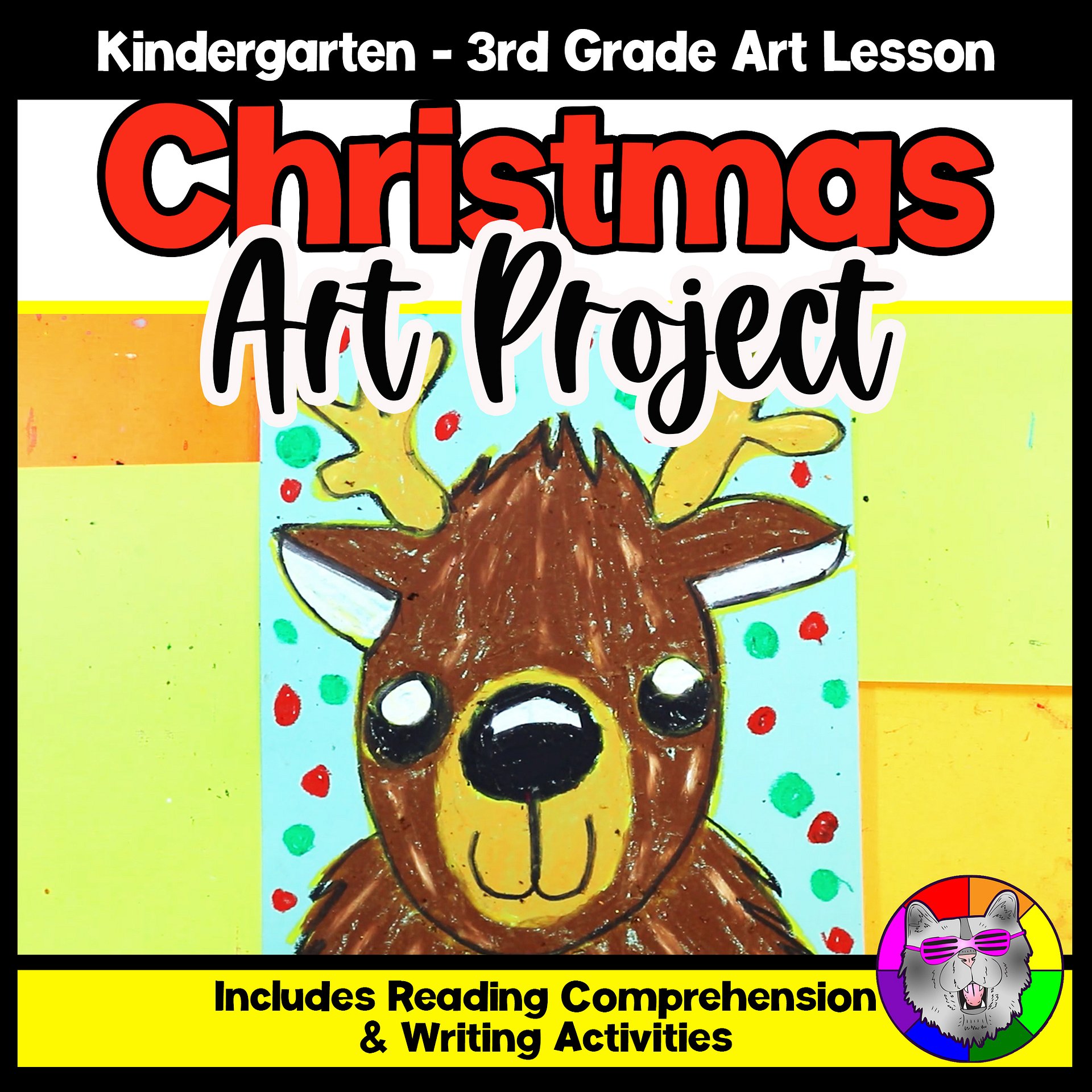 Christmas Art Project Reindeer Art Lesson Christmas Art Activity December Art product image (1)