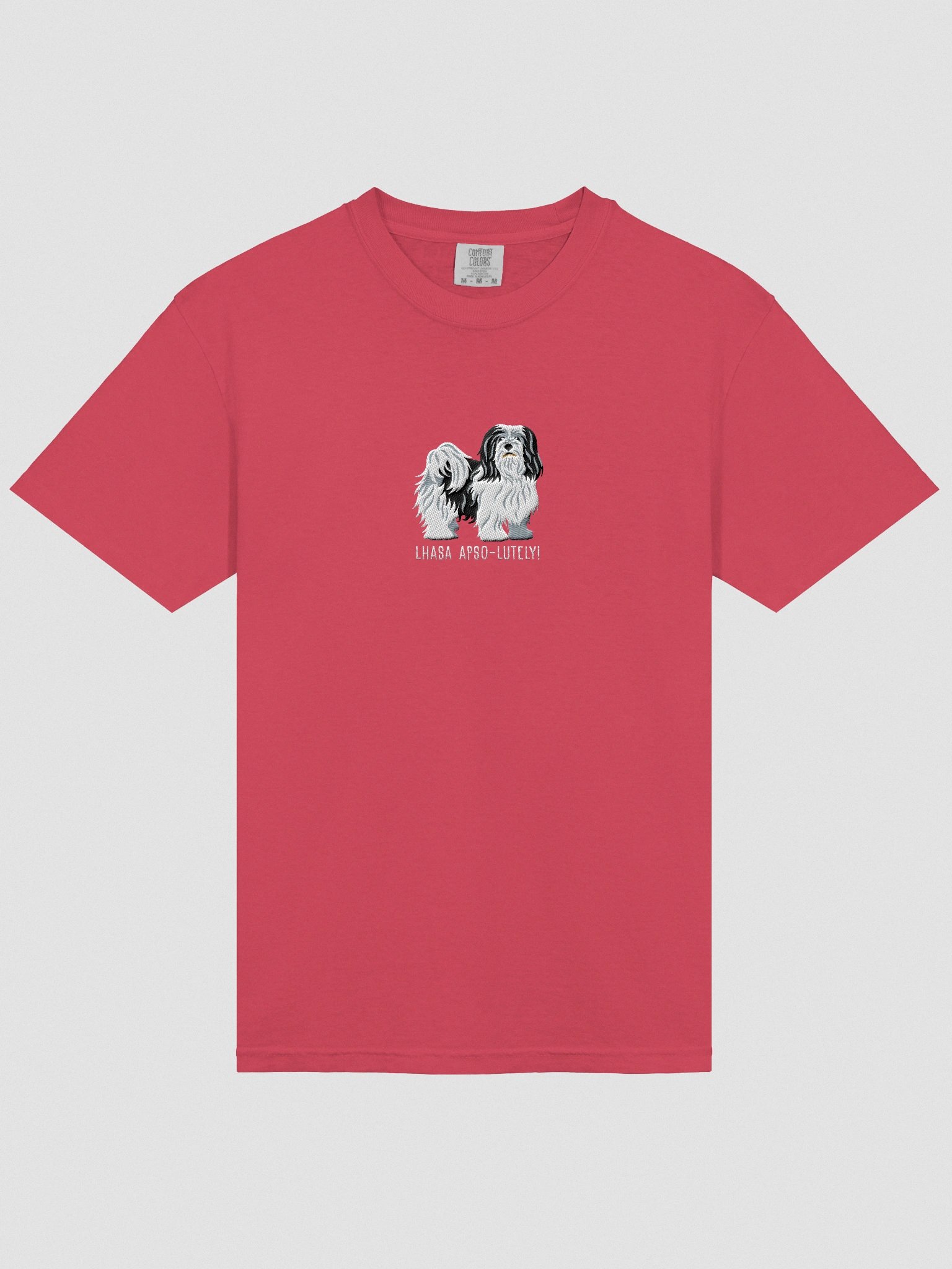 Lhasa Apso-lutely T-Shirt(Embroidered) of a Lhasa Apso(Black & White) product image (6)