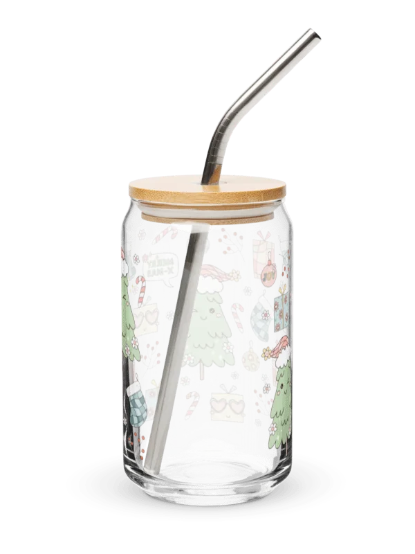 Retro Christmas Tree Glass Can Sipper 16 oz. product image (4)