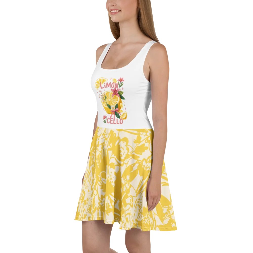 “Limoncello” Lemon Blossom Summer Dress – Citrus-Inspired Fit & Flare product image (3)