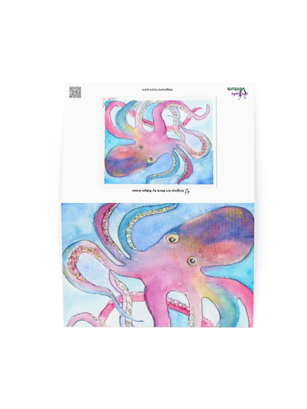 Rainbow Octopus Blank Card product image (2)