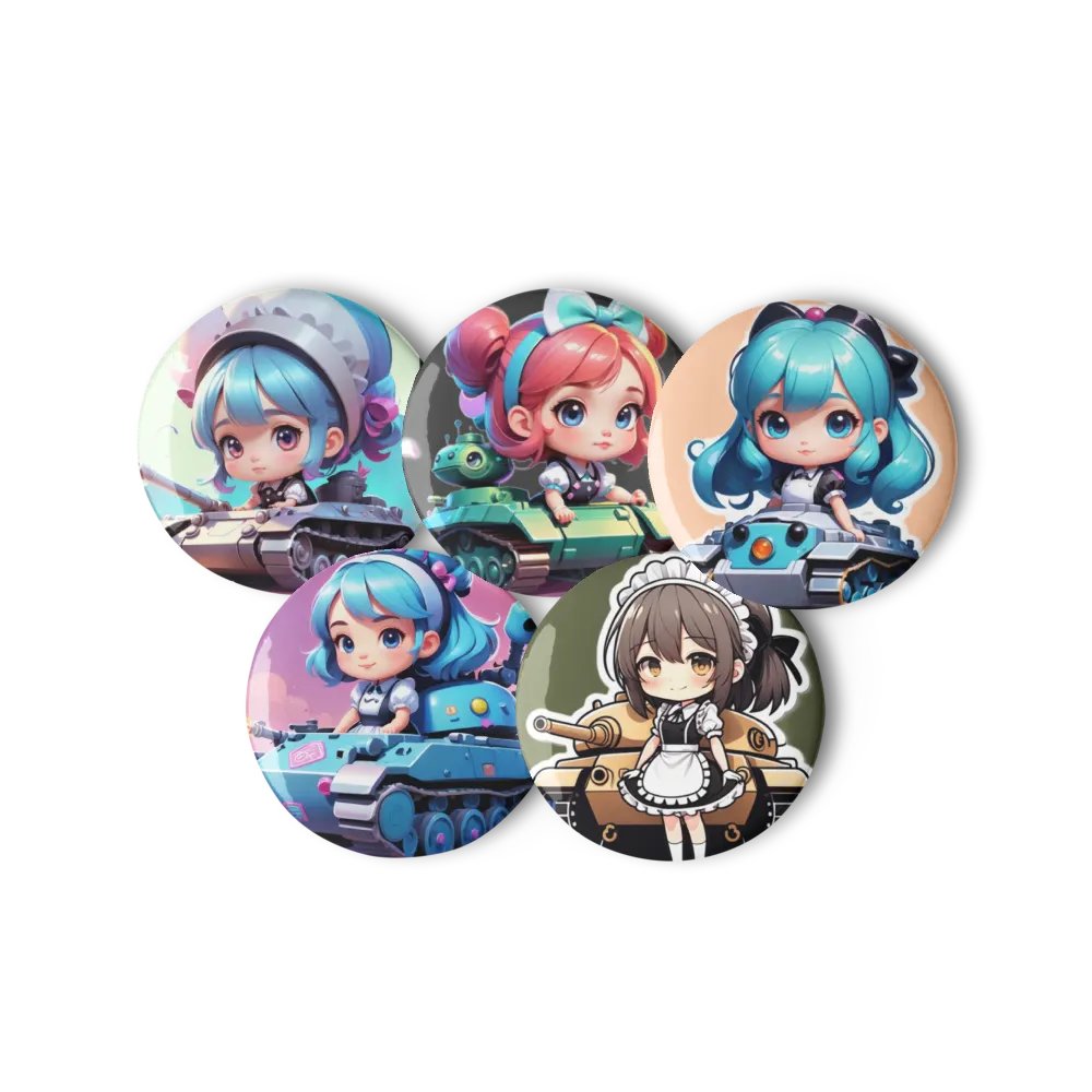Chibi Maid Tank Set A - Pin Button Collection product image (7)