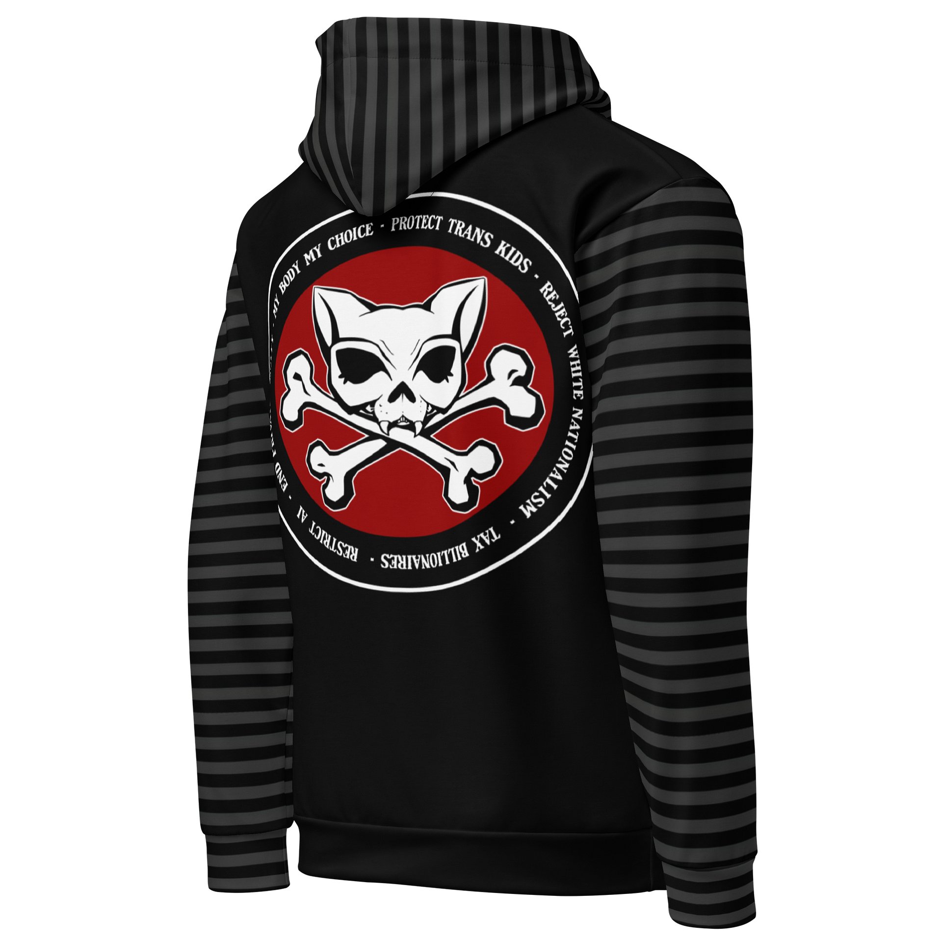 Red Kat Skull Blaque Stripped Political Hoodie product image (5)