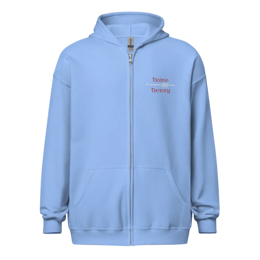Derry/Doire, Scholastic style Ogham embroidered Zip Hoodie product image (2)