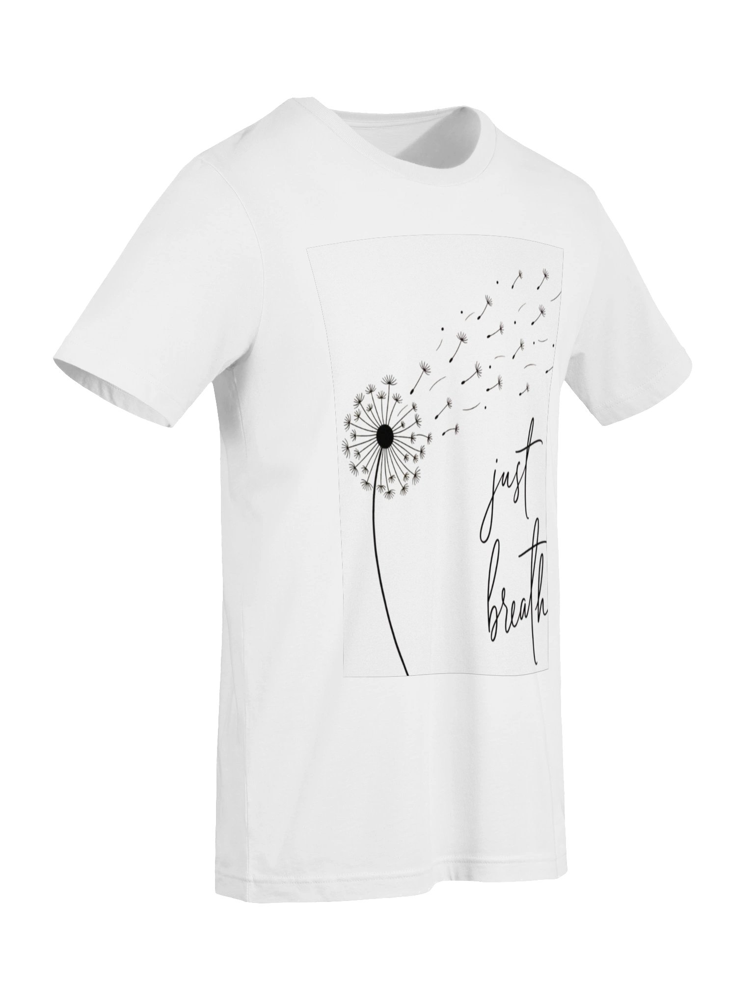 Just Breathe Dandelion T-Shirt for Women | Minimalist Inspirational Graphic Tee | Floral Mindfulness Quote Shirt | Relaxation Gift product image (4)
