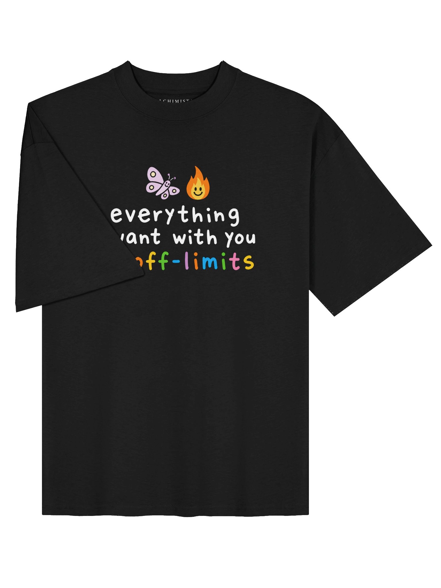 T-SHIRT UNISEX OVERSIZE ÉPAIS BIO - EVERYTHING I WANT WITH YOU IS OFF-LIMITS product image (9)