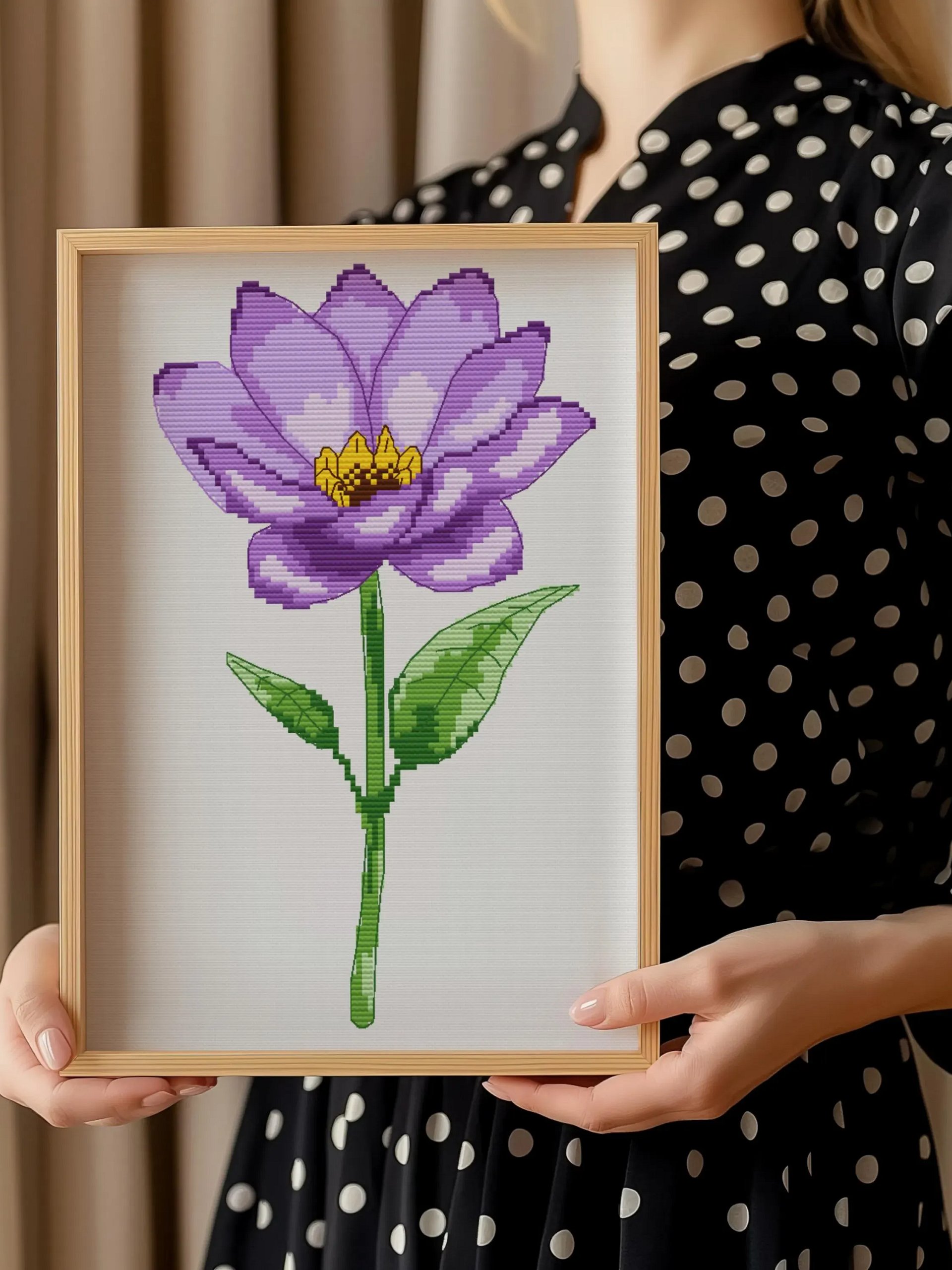 Purple Lotus Flower Cross Stitch Pattern product image (3)
