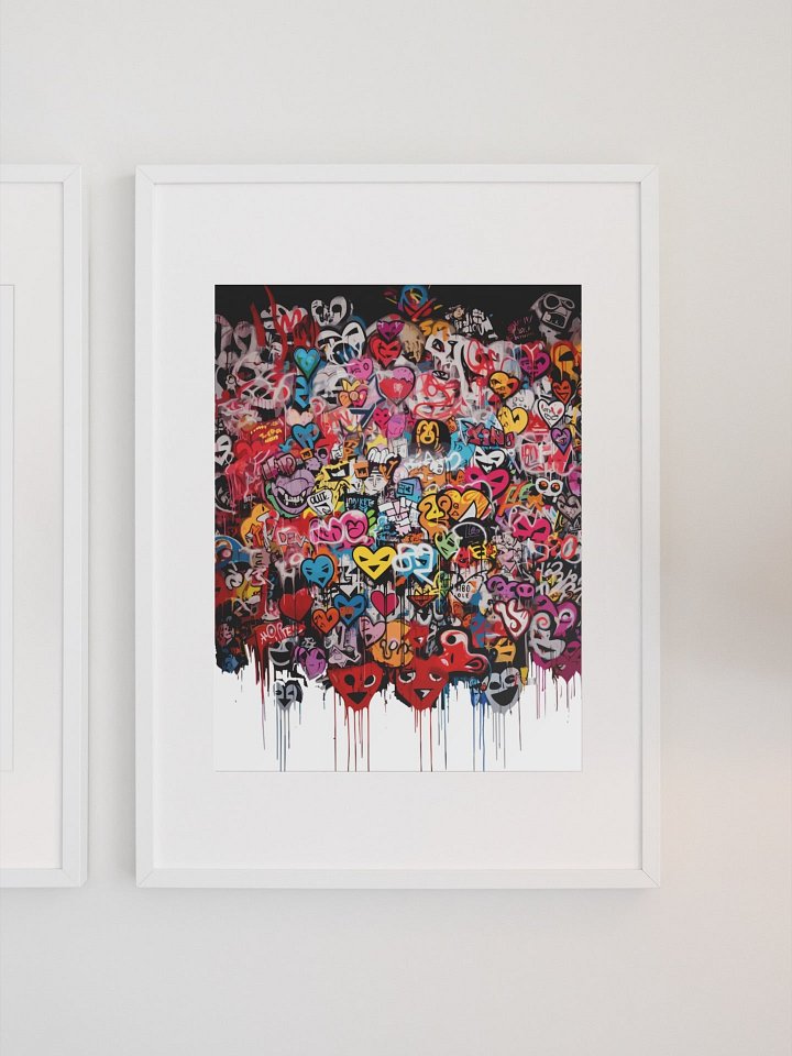 Eclectic Pop Art Hearts Graffiti Canvas, Emotive Urban Street Art Print, Contemporary Wall Art for Modern Home, Love Themed Artistic Decor product image (1)