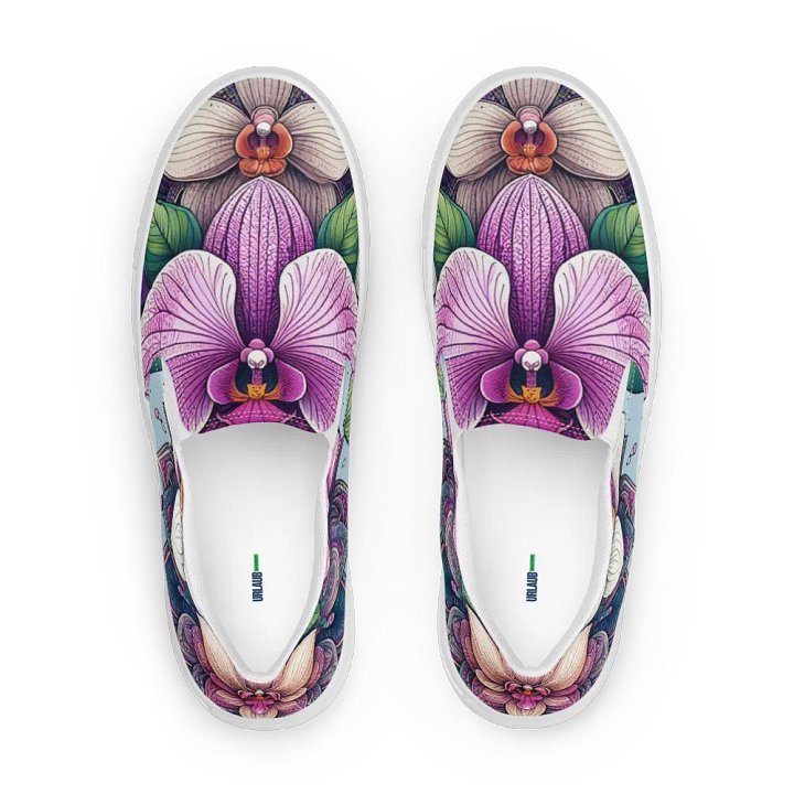 Women's Slip-On Canvas Shoes | KI-Design des Orchideen-Mandala-Motivs product image (2)