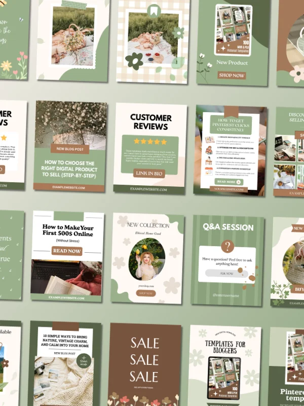 Cottagecore Canva Instagram Post & Story Templates (MRR & PLR) product image (2)