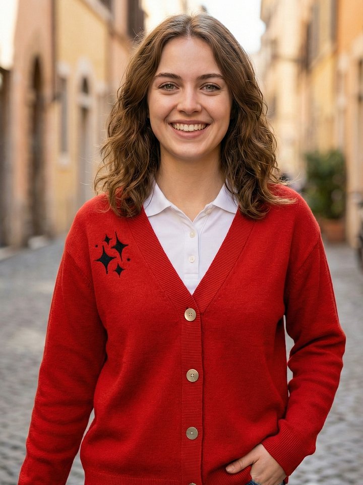 Red Knitted Cardigan Without Pocket product image (1)